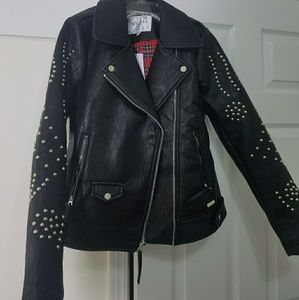 Black biker leather jacket